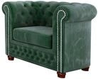 CHESTERFIELD-SESSEL Lauren Flasche gr&uuml;n Samt