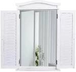 WANDSPIEGEL MIT FENSTERL&Auml;DEN Wei&szlig;