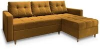 ECKSOFA MILO L Gelb Pl&uuml;sch-Stoff mit Schlaffunktion