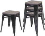 HOCKER HOLZ-SITZFL&Auml;CHE Schwarz 4er-Set