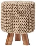 STRICK-HOCKER beige, Dreibein 32/32/42 cm