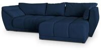 ECKSOFA ORENTI R-S Blau Velours-Stoff mit Schlaffunktion