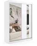 KLEIDERSCHRANK mit Spiegel-Schiebet&uuml;ren und Aluminium-Leisten - GRACE - 120 cm...