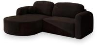 ECKSOFA AMILIA M L-S Braun Velours-Stoff mit Schlaffunktion
