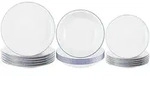 TELLER-SET Compact Blaurand wei&szlig;-blau 18-tlg.