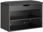 SCHUHBANK mit 2 Ablagen Schwarz 60x30x43cm Modern