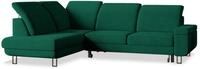 ECKSOFA LERMA R-S Gr&uuml;n Velours-Stoff mit Schlaffunktion