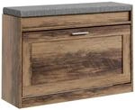 SCHUHBANK mit Sitzfl&auml;che schmal 75x24x53cm Braun