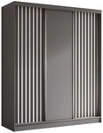 KLEIDERSCHRANK mit furnierten Schiebet&uuml;ren und Aluminium-Leisten,...