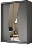 SCHWEBET&Uuml;RENSCHRANK VOCE 160/216/61 cm 2-t&uuml;rig mit Spiegel Grau