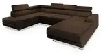 WOHNLANDSCHAFT SIENA L-S Braun Velours-Stoff mit Schlaffunktion