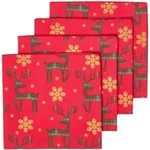 WEIHNACHTSSERVIETTEN Rentier, 4er-Set rote Stoffservietten 45/45 cm