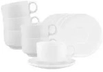 MILCHKAFFEETASSEN MIT UNTERTASSEN Sento Home wei&szlig; 350 ml 6er Set