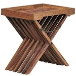 BEISTELLTISCH &ndash; Klappbar Massivholz 60x57 cm mit Tablett