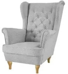 CHESTERFIELD-SESSEL Falco hellgrau mit Buche Holzbeinen