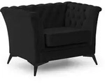 CHESTERFIELD-SESSEL Whitby Schwarz Samt mit schwarzen F&uuml;&szlig;en
