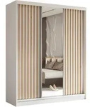 SCHWEBET&Uuml;RENSCHRANK LAMELLO 180/216/61 cm 3-t&uuml;rig mit Spiegel Wei&szlig;