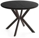 ESSTISCH Valio rund oval ausziehbar verl&auml;ngerbar mit braunen Metallbeinen, Schwarz