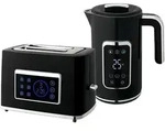 WASSERKOCHER Toaster Set mit 6 Br&auml;unungsstufen Memory-Funktion Schwarz