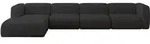 ECKSOFA Ottomane Links MIRA-L3 409x179x70 Schwarz Velours