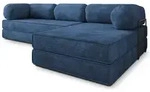 ECKSOFA ETERA modulares Boneless Sofa mit Schlaffunktion Blau Kordstoff