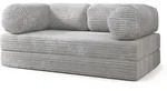BETTSOFA ALVIO aus Schaumstoff Kordstoff Hellgrau Schlaffunktion