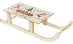 LED DEKO SCHLITTEN aus Holz 60LED Warmwei&szlig; 60cm Batterriebetrieben Timer