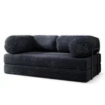 BETTSOFA ALVIO aus Schaumstoff Kordstoff Schwarz Schlaffunktion