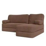 ECKSOFA SABI modulares Boneless Sofa mit Schlaffunktion Braun Boucle-Stoff