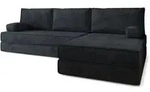 ECKSOFA ANKO modulares Boneless Sofa mit Schlaffunktion Schwarz Kordstoff