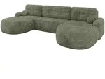 WOHNLANDSCHAFT mit Schlaffunktion und Bettkasten LIRA-U - 335x172x89 Olive