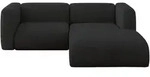 ECKSOFA Ottomane Rechts MIRA-L1 227x179x89 Schwarz Velours