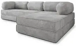 ECKSOFA ETERA modulares Boneless Sofa mit Schlaffunktion Hellgrau Kordstoff