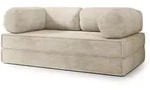 BETTSOFA ALVIO aus Schaumstoff Kordstoff Creme Schlaffunktion