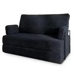 BETTSOFA LADIA aus Schaumstoff Kordstoff Schwarz Schlaffunktion