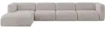 ECKSOFA Ottomane Links MIRA-L3 409x179x70 Hellgrau Velours