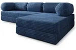 ECKSOFA ETERA modulares Boneless Sofa mit Schlaffunktion Blau Kordstoff