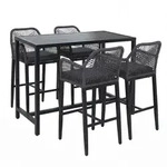 SET BARTISCH + BARHOCKER eckig Grau 5er-Set