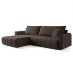 ECKSOFA FRIGA Braun Strukturstoff mit Schlaffunktion