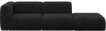 SOFA Ottomane Links MIRA-S3 296x89x70 Schwarz Velours