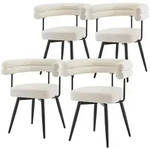 ESSZIMMERST&Uuml;HLE drehbar 4er Set Beige Teddy-Stoff