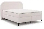 BOXBETT Sonna 160/200 cm Wei&szlig; Boucl&eacute;-Stoff mit abgerundetem Kopfteil und mit