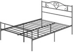 BETT 140 x 200 cm Stahl mit Lattenrost, Unterbettaufbewahrung, Kopf- und Fu&szlig;teil