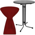 STEHTISCH Sylt &Oslash; 70cm Grau mit Premium Stehtischhusse &Oslash; 70cm Bordeaux