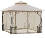 PAVILLON, Beige+Schwarz, Metall, Polyester, Moskitonetz