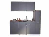 Küchenzeile Economy m. Geräten 180 cm Grau/Nussbaum Dekor