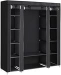 STOFFKLEIDERSCHRANK mit 12 Ebenen und Kleiderstange - L150 cm