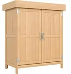 GARTENSCHRANK Ger&auml;teschuppen mit Doppelt&uuml;r, 2 F&auml;chern, wetterfest, Tannenholz,