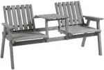GARTENBANK, mit Tisch, 2 St&uuml;hle, 152 x 70 x 83 cm, Massivholz, Grau