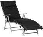 SONNENLIEGE, klappbar mit Kissen, Metall+Stoff, Schwarz, 137 x 63,5 x 100,5 cm